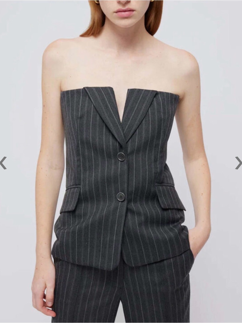 SIMKHAI New w/Tags Grey Pinstripe Tailored Billie Bustier Top sz 8